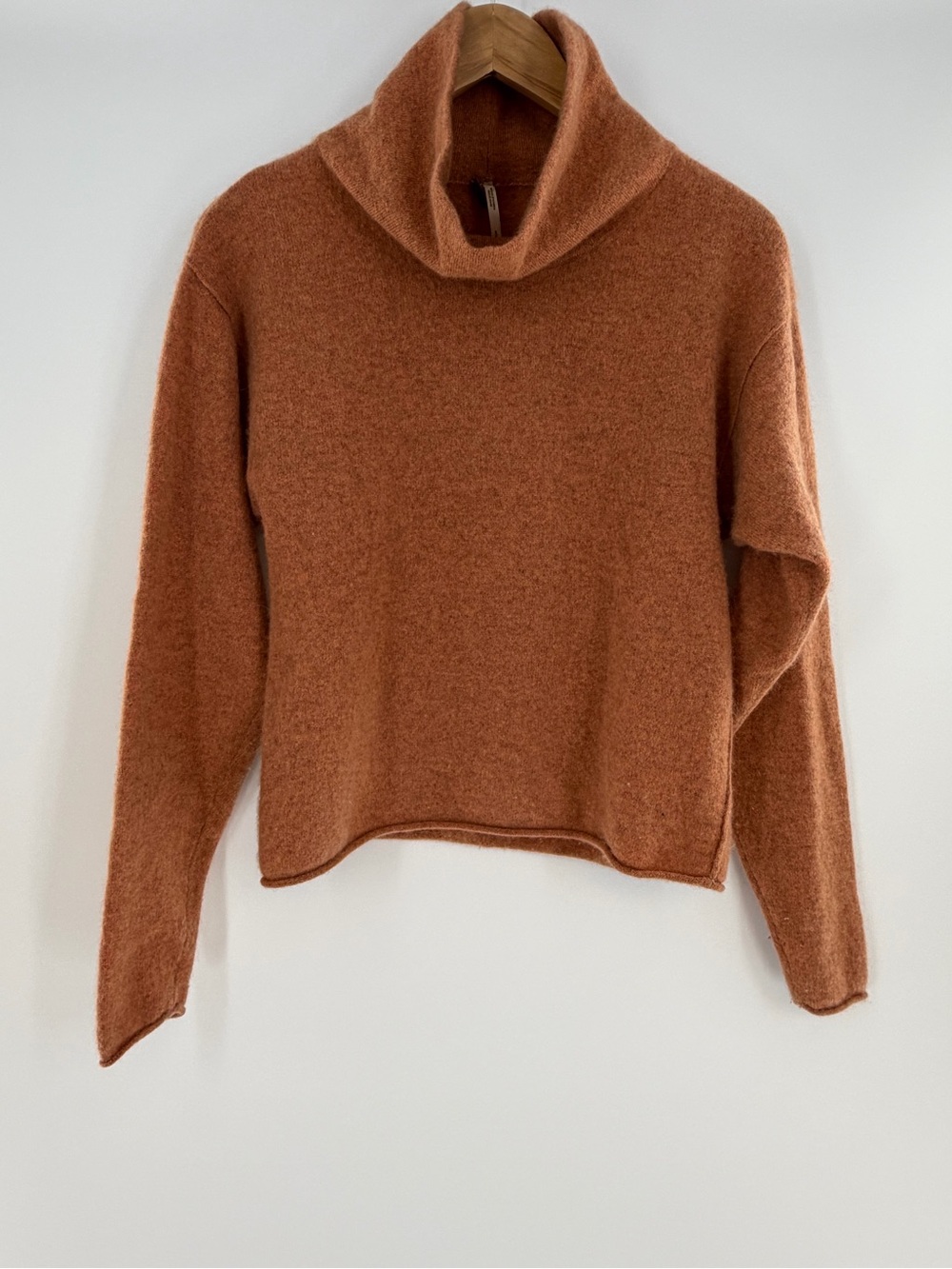 Free People Cozy Cashmere Turtleneck Sweater Rust Burnt Orange Size Small